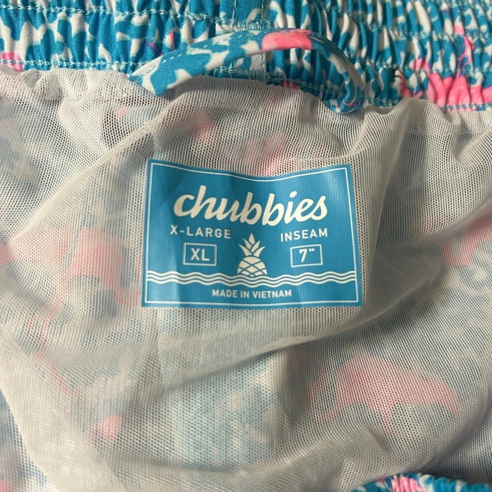 Chubbies Swim Trunks Mens XL Blue Pink Flamingo 7